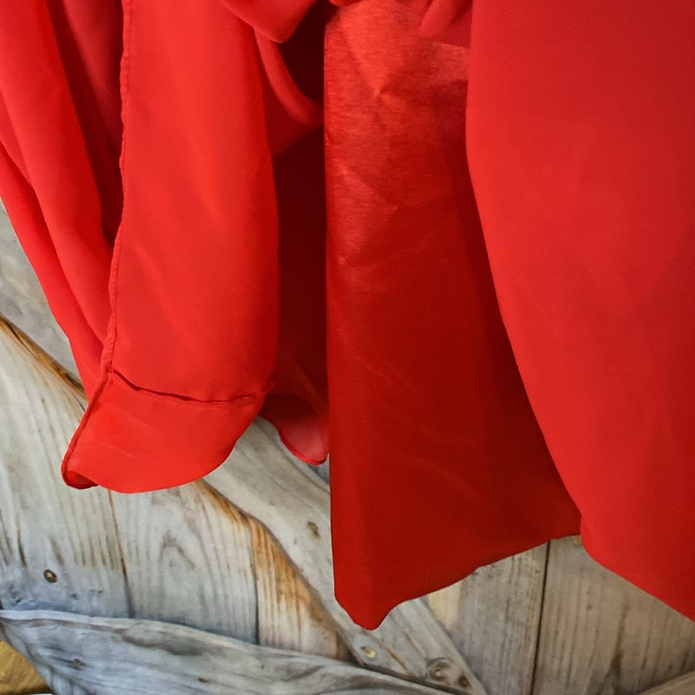 Light in the Box NWOT Formal Prom Dress Red Satin Chiffon Sleeveless Lined - Picture 6 of 6